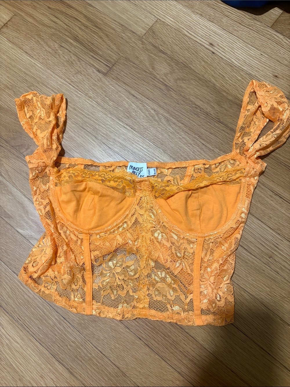 Princess Polly Bright Orange Lace Bustier Crop Top